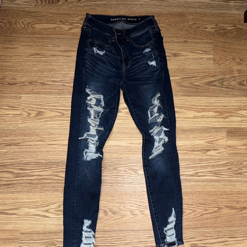 American Eagle Outfitters Dark Blue Distressed Jeans